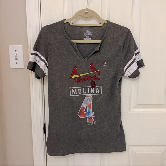 Majestic St. Louis Cardinals Yadier Molina Women’s T-Shirt - Picture 1 of 6
